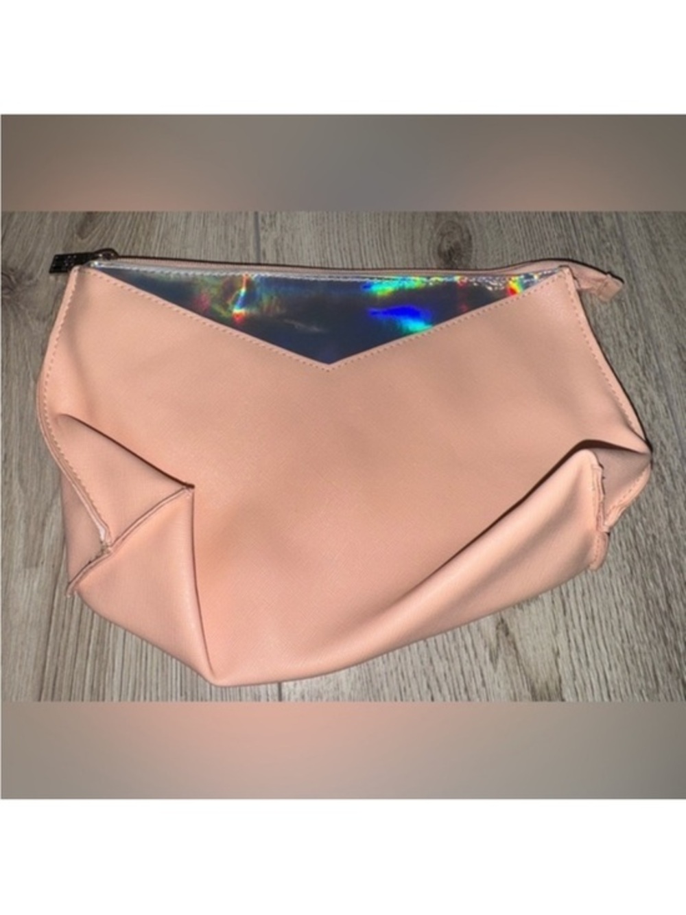 Peach Holographic Accent Women’s makeup bag cosmetic pouch